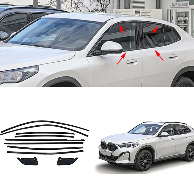 

FIT FOR FOR BMW X2 U10 2024 2025 2026 Stainless steel black Exterior Window Molding Strip Sill side Cover Trim Chrome delete