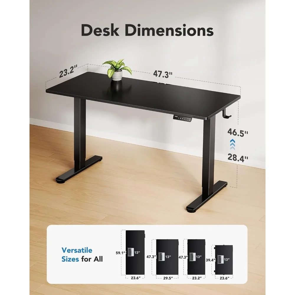 Adjustable Height Desk, 48x24 Solid Surface, 4 Memory Settings, Ergonomic Standing Desk