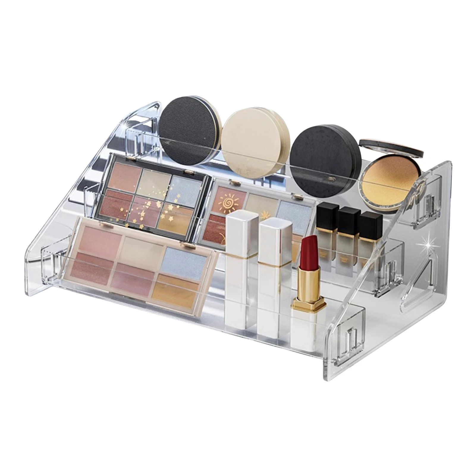 3-7 Ebenen Transparenter Kunststoff Kosmetik-Organizer Präsentationsständer Klare Aufbewahrungsbox Make-up Pinsel Lippenstifte Halter Desktop-Aufbewahrung – Detail 5