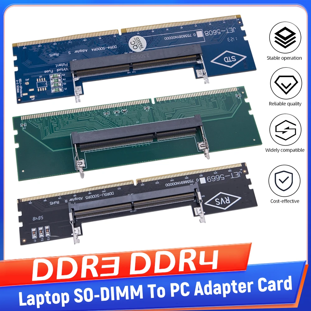 

Laptop To Desktop Memory Adapter RAM DDR3 DDR4 Memory Adapter Connector Card DIMM Card SO-DIMM To PC Computer Converters