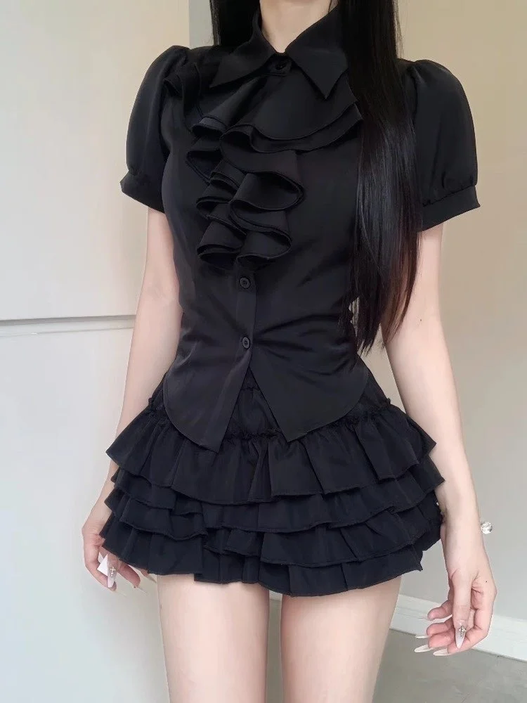 

Slimming Effect Bubble Sve irt And Cake Skirt Set Autumn Winter Vintage Design Women's Faion ort Sve orm