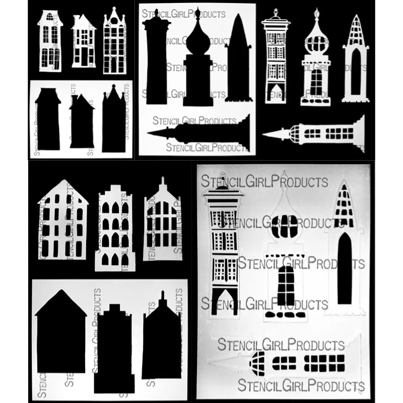 Bomber Fodder Berry Neighborhood Towers Warehouses Metal Cutting Stencil Diary Decorate Embossing Diy Greeting Card 2024 New