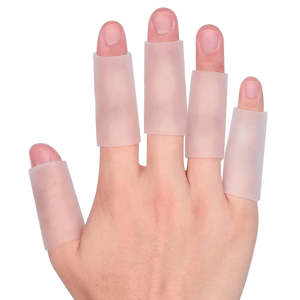 

10 Pcs Transparent Gel Finger Sleeve Protectors Silicone Fingertips Sleeves Finger Cots for Finger Cracking Blisters Calluses