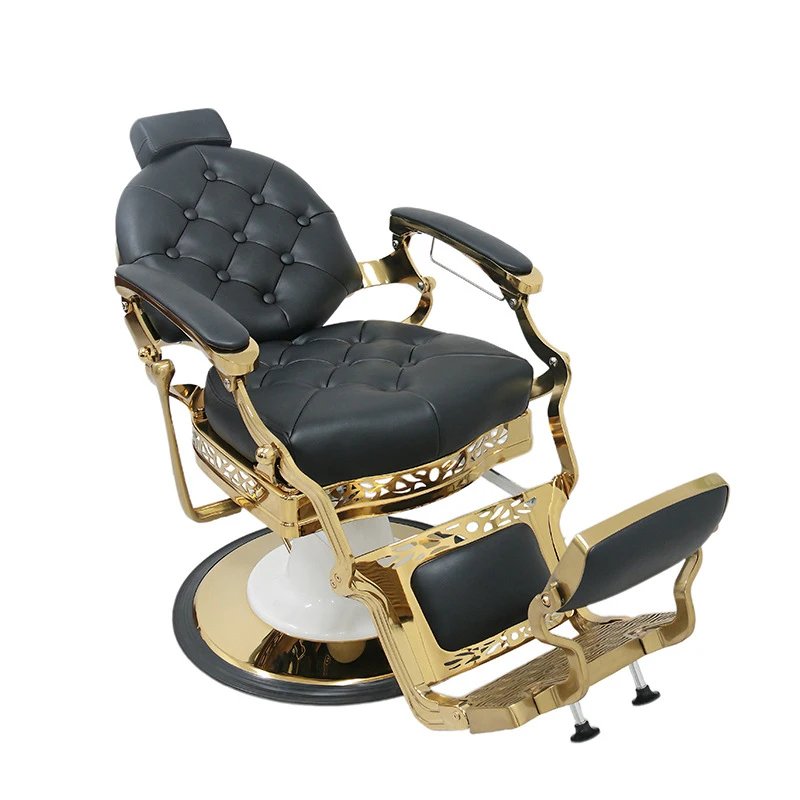 Luxury Gold Frame Hairdressing , Adjustable And Rotatable, Special Men'S Hair Salons, High-End Barber Shop Chair