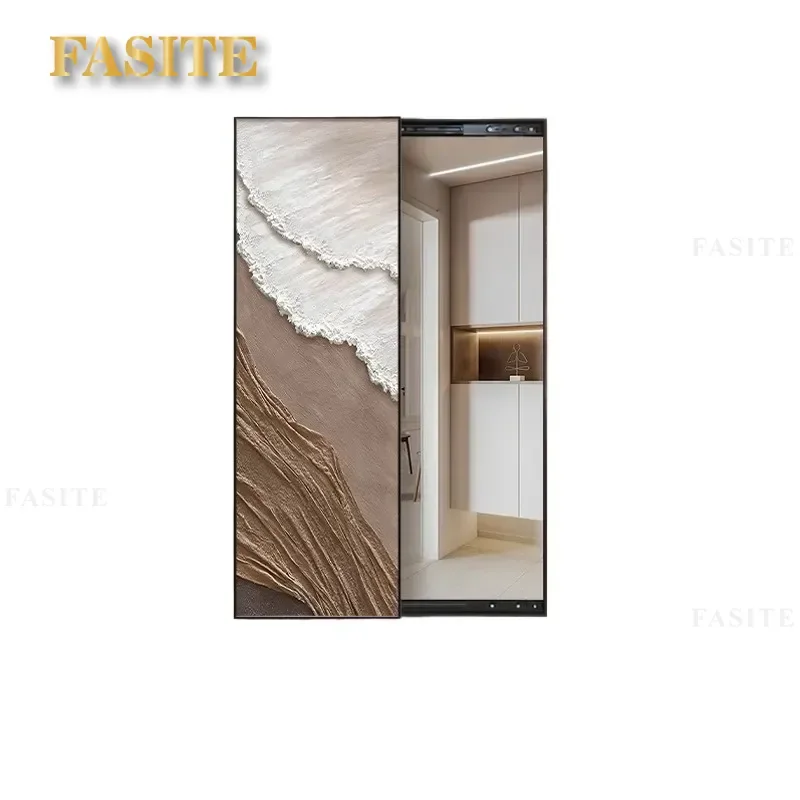 For Wabi-sabi Push-Pull Full Body Mirror Wall Mounted Invisible Full Length Mirror for Bedroom Entrance Decorative Painting