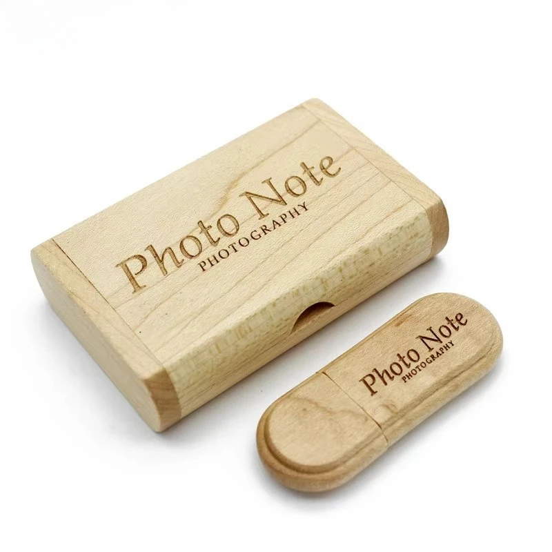 صندوق خشبي من خشب القيقب بشعار مخصص مجاني محرك أقراص فلاش USB 2.0 4GB 8GB 16GB 32GB 64GB 128GB هدايا محركات أقراص القلم التصوير الفوتوغرافي يو القرص