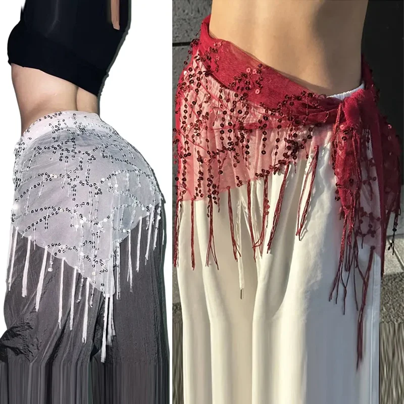 Veelzijdige buikdans taille ketting kwast driehoekige sjaal taille riem jazzdans accessoires Indiase dans vakantie scheetgordijn
