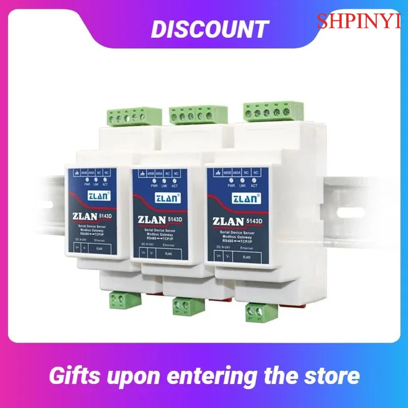 ZLAN5143D DIN Rail RS485 To Ethernet RJ45 Converter Server Device Modbus RTU TCP Gateway