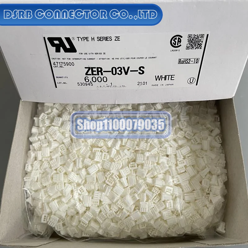 50pcs/lot ZER-03V-S Plastic shell 3P 1.5MM legs width 100% New and Original