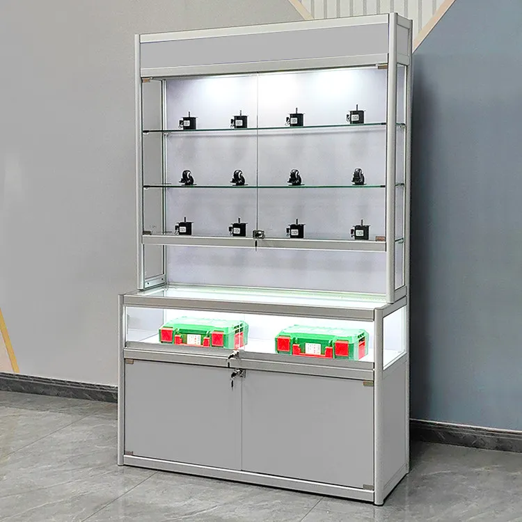 Luxury Jewelry Display Cabinet Glass Antique Jade Ceramic Jade Bracelet Head Jewelry Cabinet Product Display Stand