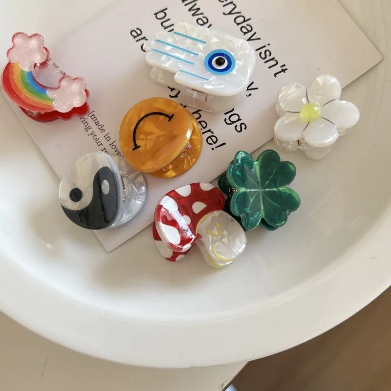 

Cute Cartoon Mini Acrylic Hair Claw Clips Sweet Flower Mushroom Bangs Barrettes All Match Daily Girls Kids Hair Accessories
