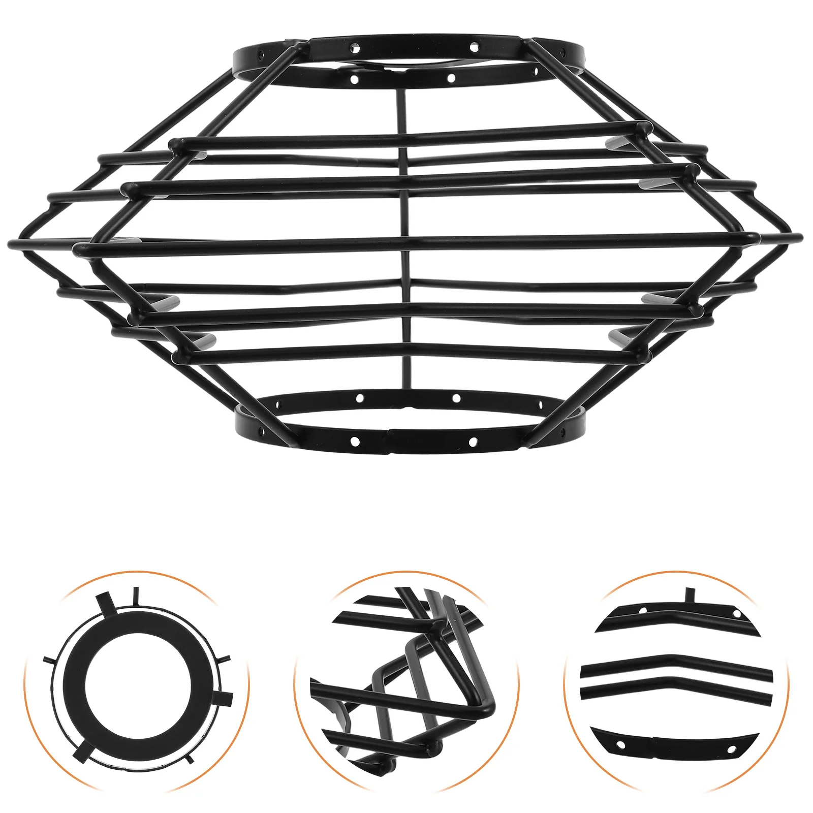 

Metal Lampshade Black Vintage Hanging Lamp Guard For E27 Bulb Cage Pendant Light Frame Hollow Out Industrial Ceiling Cover