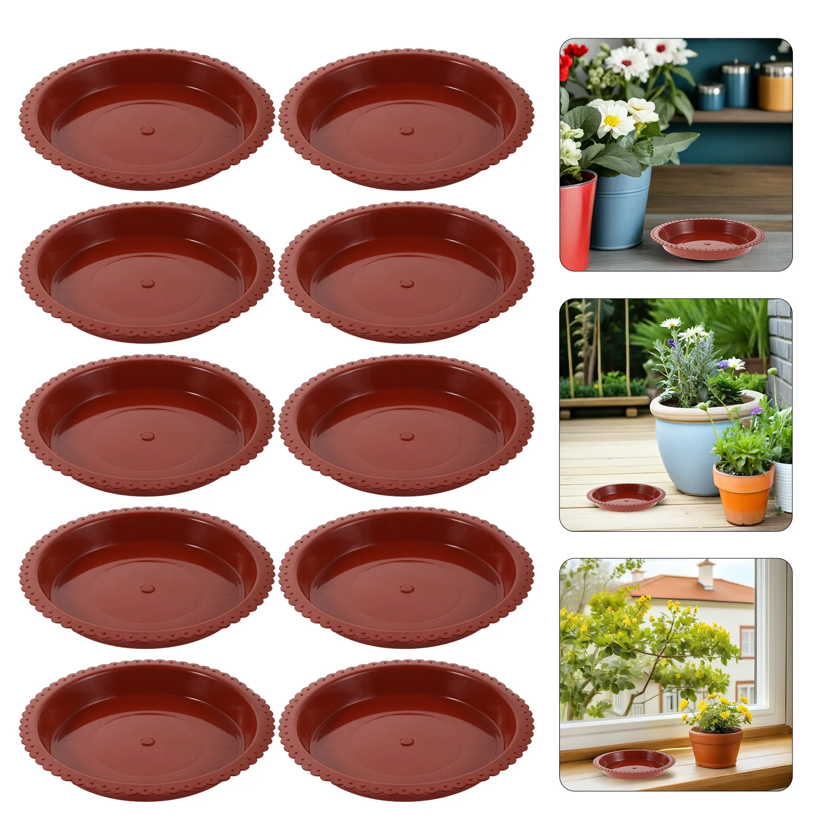 

24pcs Flower Pot Trays Water Absorber Plastic Planter Saucers Drainage Base For Succulents Indoor Outdoor Plants Spill Proof