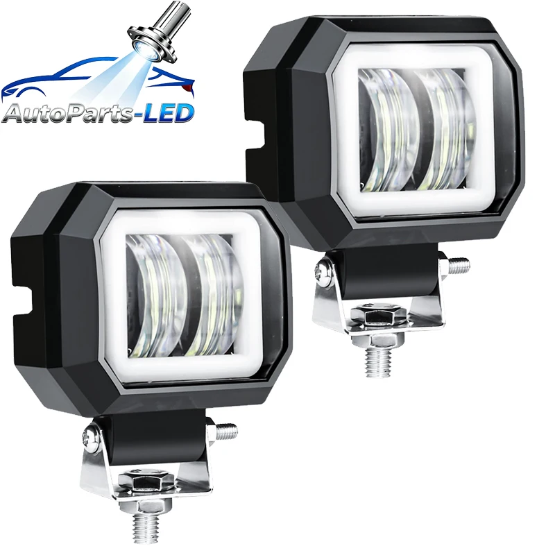 

4pcs LED Fog Lamp Driving Daytime Off road Led Light Headlight 3'' 20W Motorcycle Halo Lamps For Jeep ATV SUV Worklight Beams