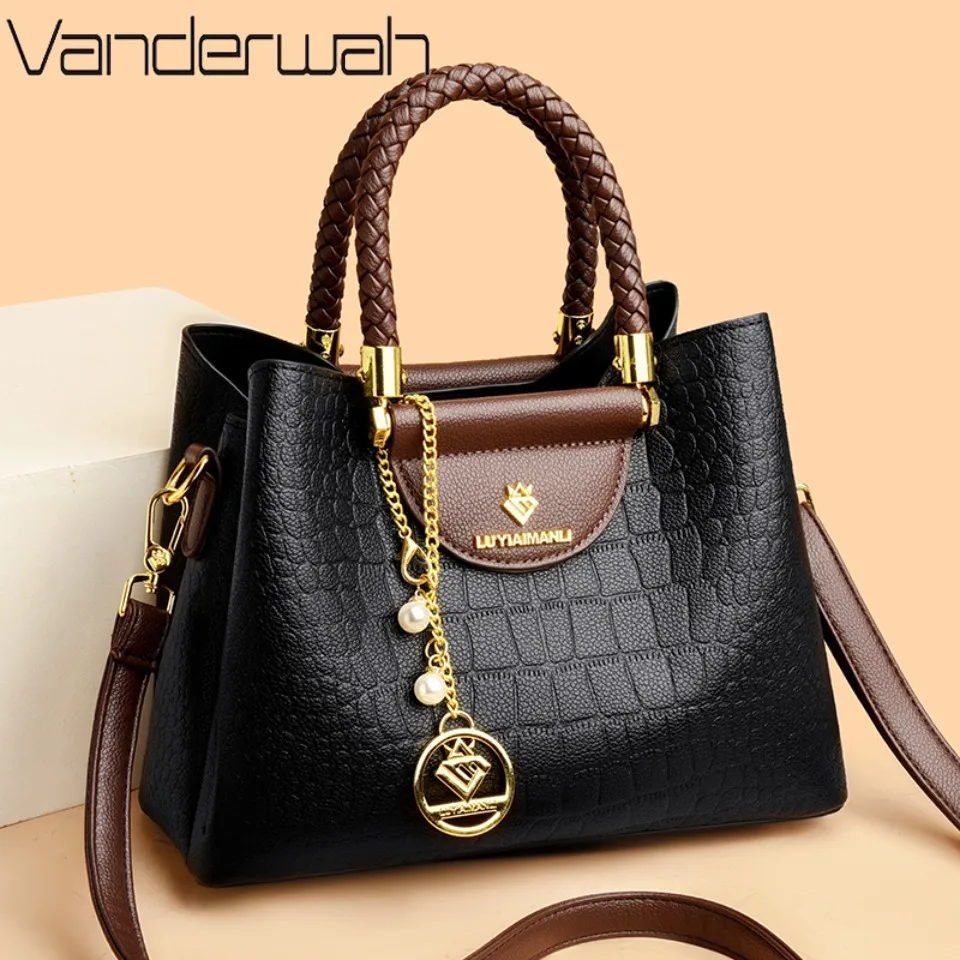 

Woven Handle Genuine Brand High Quality Leather Casual Tote Luxury Handbags Women Bags Designer Shoulder Hand Bags for Women Sac