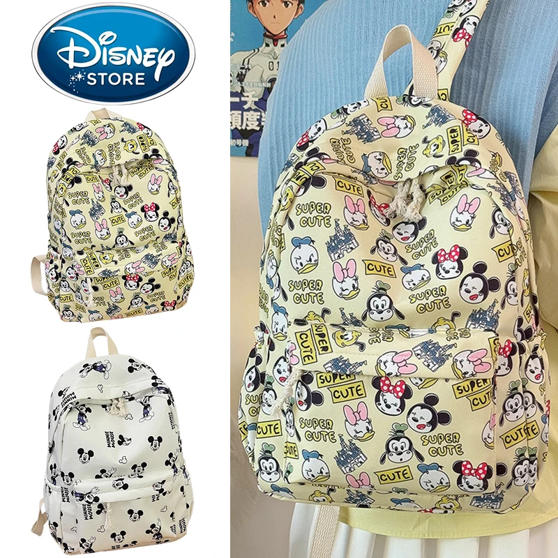 

Disney Mickey Mouse Cartoon Schoolbag Anime Women Large Capacity School Backpack Travel Rucksack Girls Cute Shoulder Bag Gifts