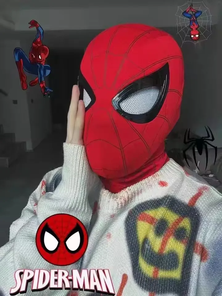 Auf Lager: Miles Spider-Man 1:1 Maßstab Elektronische Maske mit Beweglichen Leuchtenden Augen, Ringsteuerung, Cosplay-Spielzeug, Geschenk – Detail 4