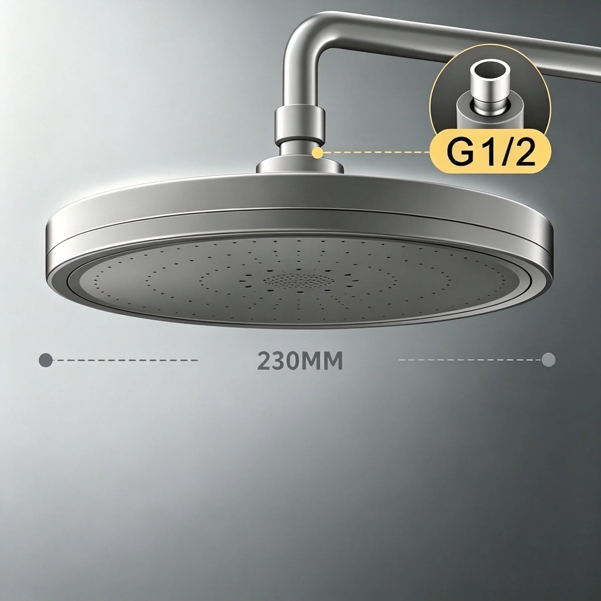 Pommeau de douche pluie surdimensionné à haute pression avec 6 modes de jet, large couverture intégr