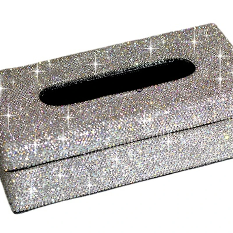 

Zk High-Grade Leather Diamond Stick-on Crystals Tissue Box Creative Car Tissue Box