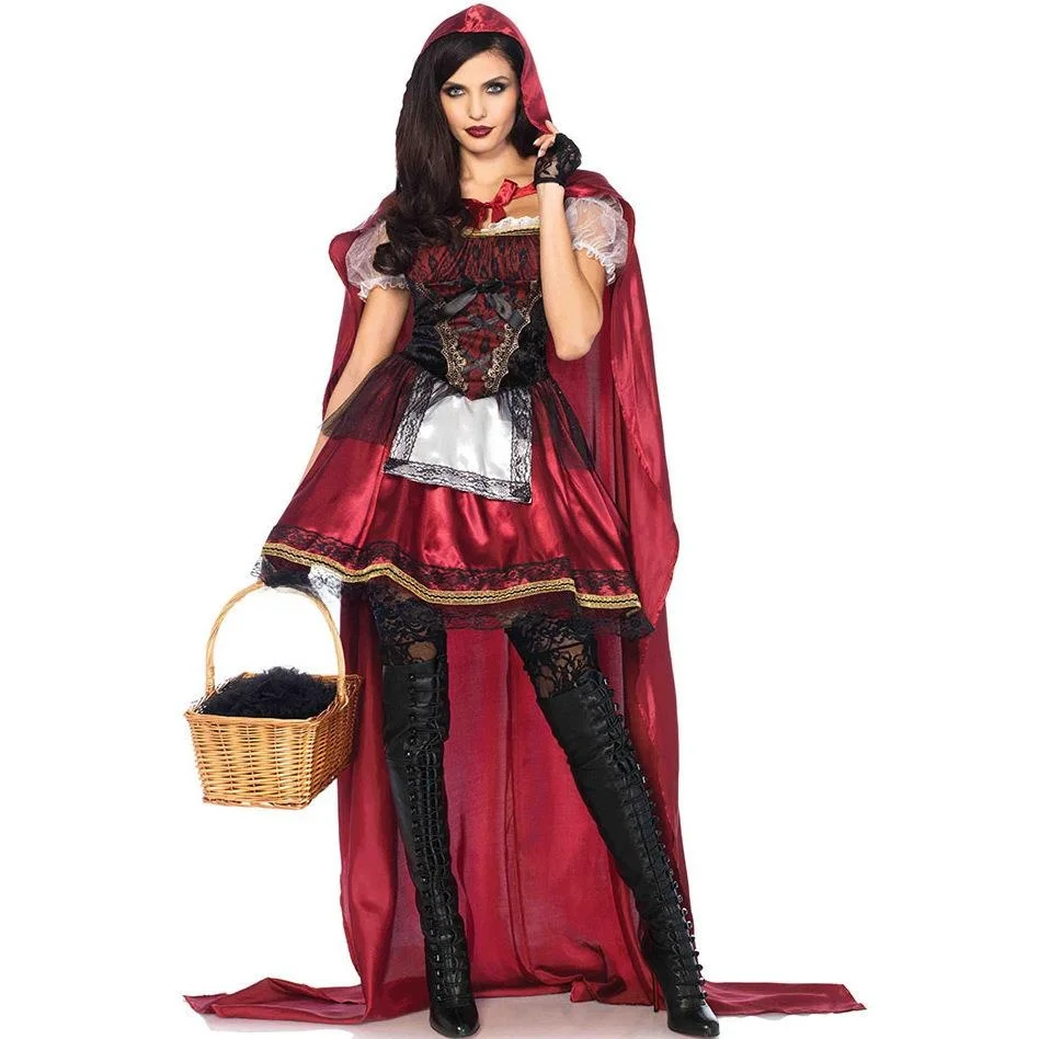 Damen Halloween Kostüm Rotkäppchen Queen Game orm Rollenspiel Cosplay Ele Damen Dr. KTV Kleid Blumenmuster