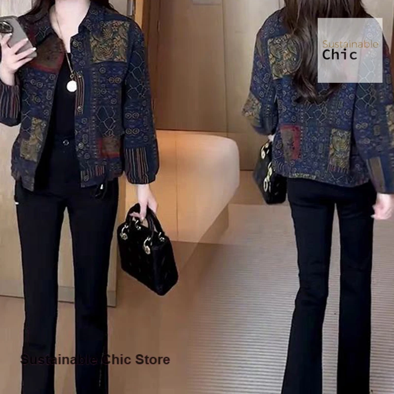 الفرنسية منقوشة الأزياء الرجعية معطف قصير المرأة الربيع والخريف مزاجه الجديد النمط الغربي فضفاضة رقيقة عارضة سترة أعلى. #4