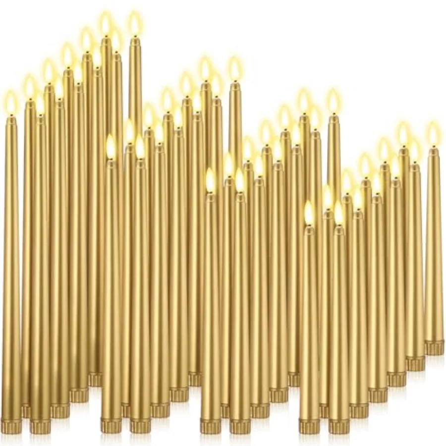 

48 Pcs Flameless LED Taper Candles Battery Operated Candles 4 Sizes of 8.5'', 9.65'', 10.83'', 12.8'' Flameless Candlesticks Fl