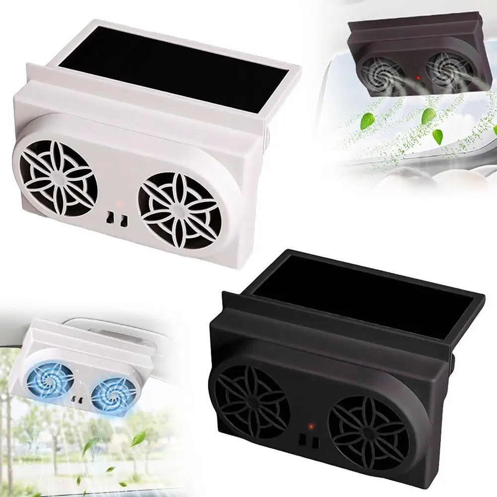 Dual‑Fan Solar Car Exhaust Ventilation Fan USB Rechargeable Car Window Cooler Heat Dissipation Odor Removal Auto Air Circulation