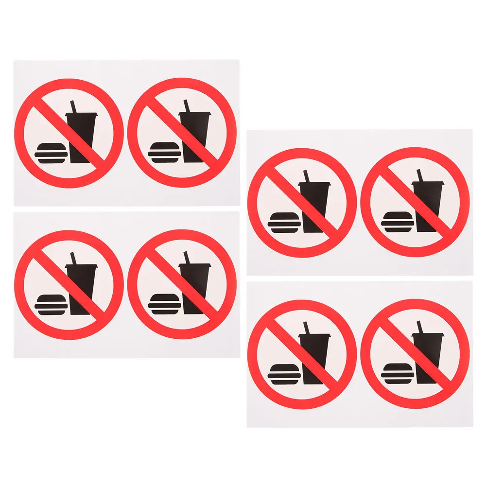 

4pcs No Food Or Drink Allowed Sticker Modern Self-Adhesive Door Wall Sign For Restaurants Cafes Office Indoor Outdoor Use