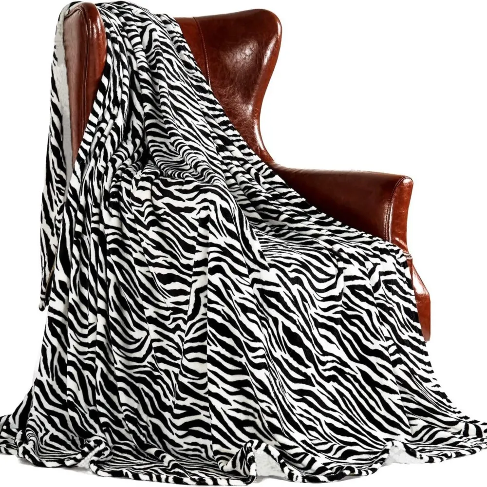 1pc Zebra Stripes Flannel Blanket Gifts Animals Skin Spot Stripes Pattern Flannel Blankets Friends Gifts Four Season Use