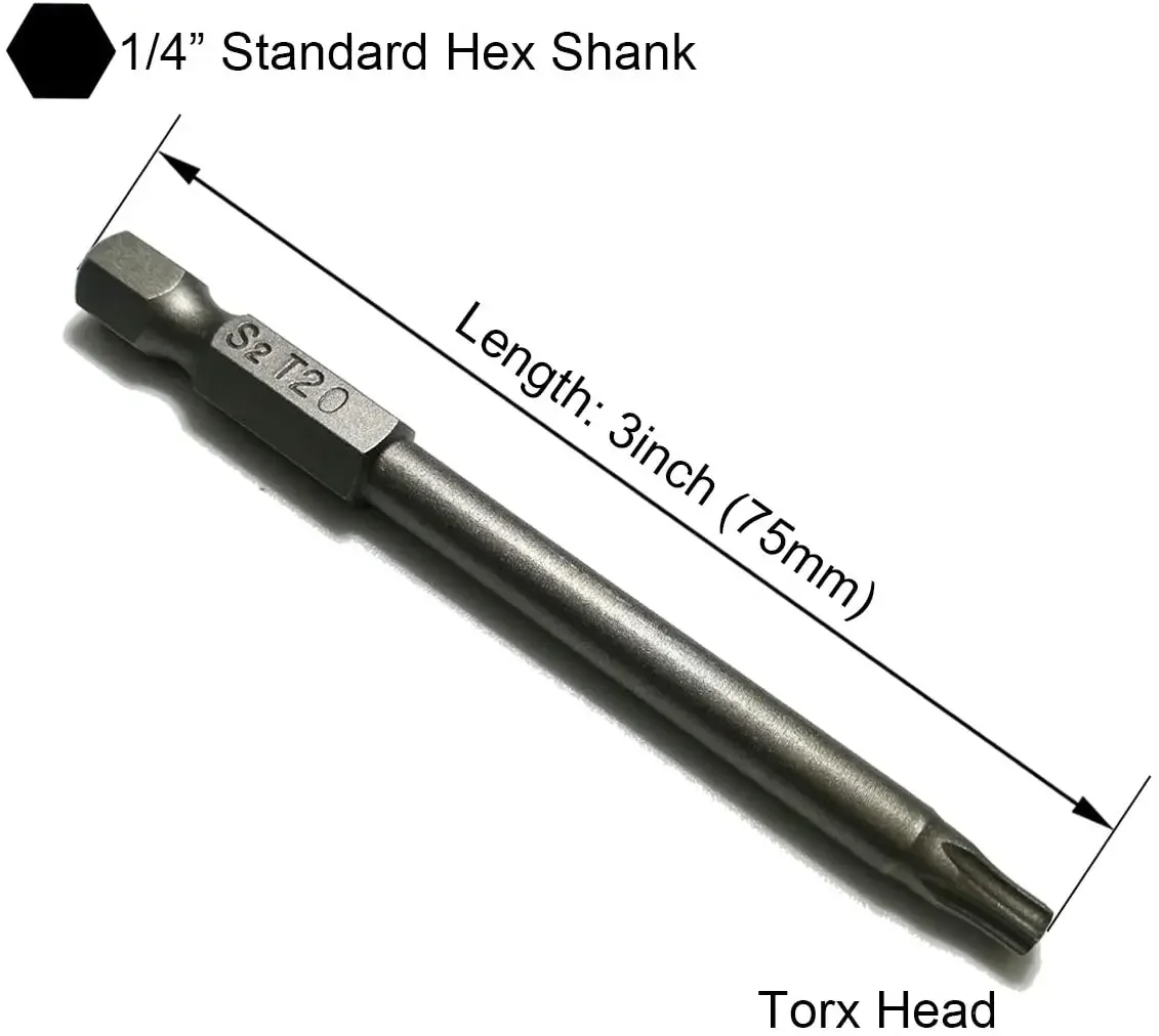 Imagem -04 - Cabeça Torx de Segurança Bit 11 Peças Polegada Haste Sextavada t6 t7 t8 t9 T10 T15 T20 T25 T27 T30 T40 Polegada Comprimento Chave de Fenda Broca Conjunto