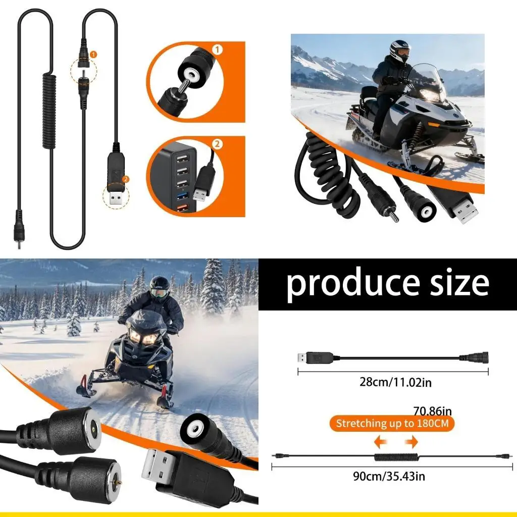 SZCH Snowmobile Heated Helmets Connector Plug Heating Cable Heated Helmets Adapter Suitable for Most Electric Face Shielding