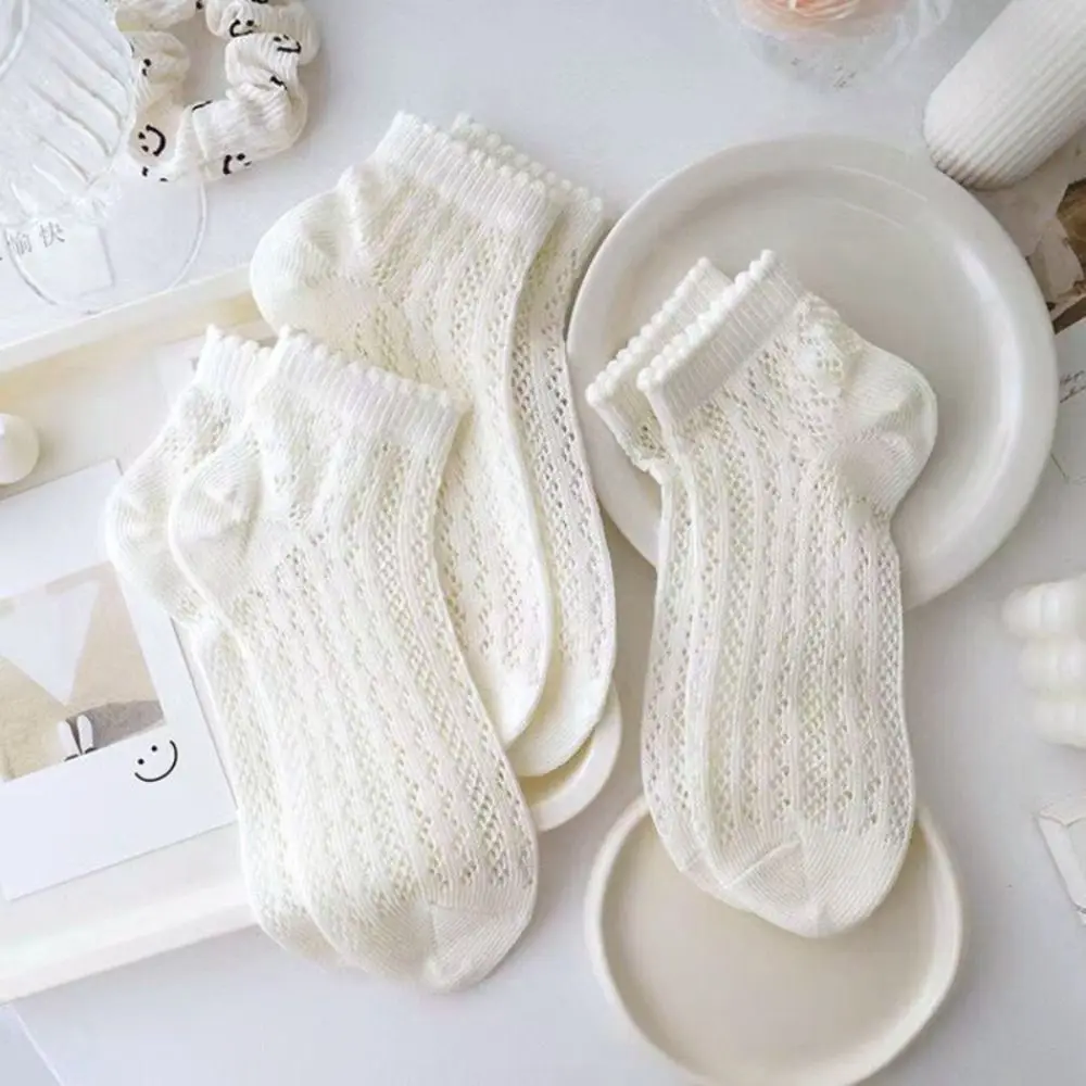 1 pair New Summer Thin Section Socks Women Girl Breathable Hollowing Out Cotton Socks Ankle Sock Fashion Shallow Mouth Socks