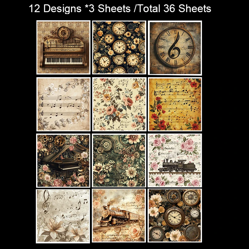 Conjunto de papel para scrapbook de 6 "x 6" (36 folhas): impressões artísticas para scrapbooking, origami, planejador e cartão DIY.