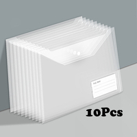 Mr. Paper Hot Sale A4 White Transparent Snap File Pouch pp Plastic File Office Data Bags Bills Storage File Bags 10Pcs in