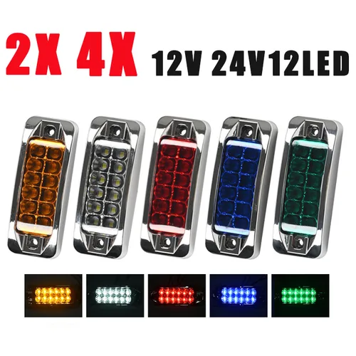 Luz LED de posición lateral Universal, lámpara de liquidación para camión, remolque, autobús, furgoneta, señal de giro, luces de freno trasero, 2X/4X12V 24V