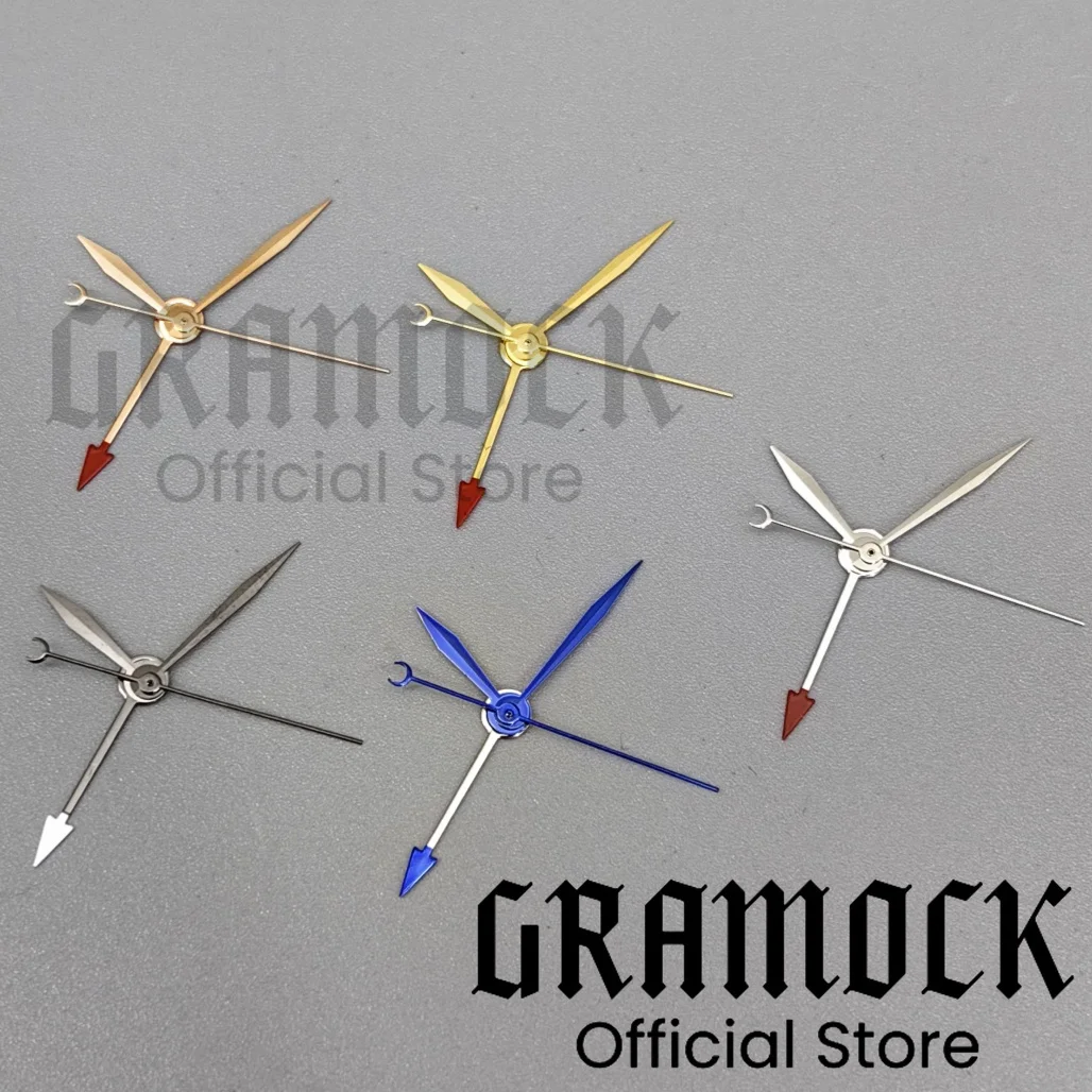 

Gramock NH34 GMT Watch Pointers Silver Red Blue Rose Gold Black Gold GMT 4 Hands Fit For NH34A 4R34 Movement Replacement Parts
