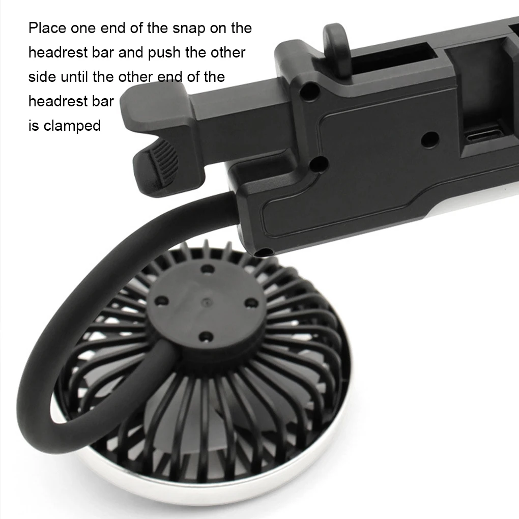 360° Rotatable Car Cooling Fan USB Powered Dual Fan Heads 3 Wind Speed Levels 2 Independently