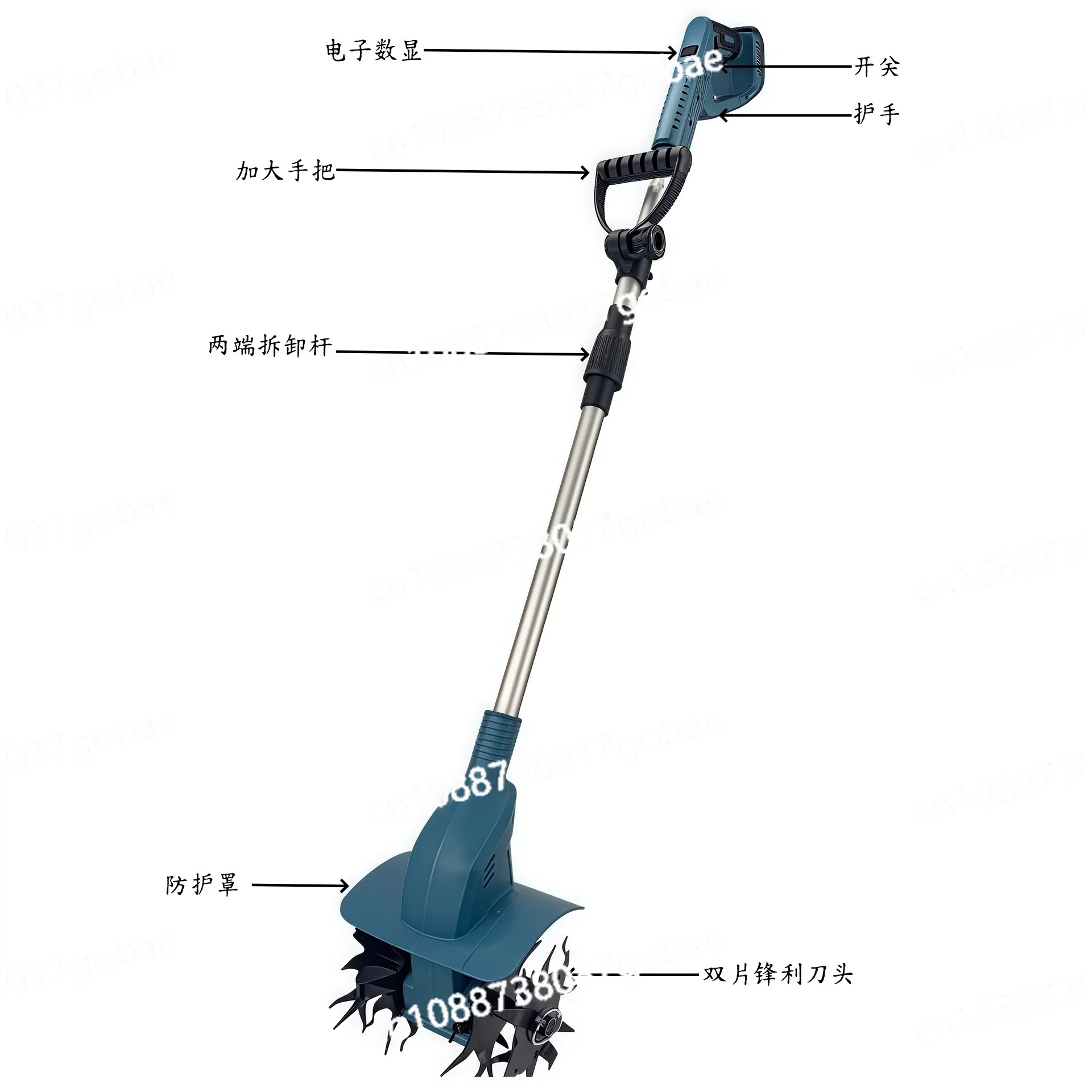 

Трансграничная прямая поставка, бесщеточный цифровой дисплей, ручная литиевая батарея, микрокультиватор, сельскохозяйственная культиватор, маленький электрический