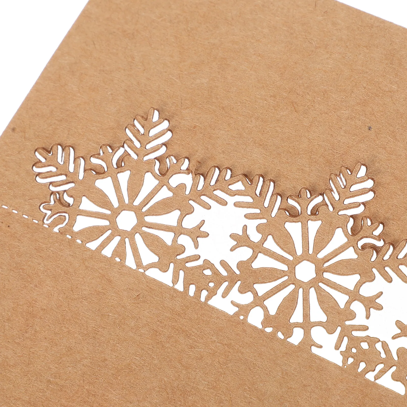50Pcs Brown Kraft Paper Snowflake Place Cards Hollow Cut for Christmas Seating Chart Winter Wedding Holiday Dinner Table Name - view 6