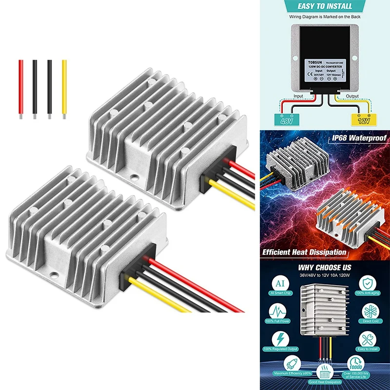 

Преобразователь тележки для гольфа Buck, 10A 120W DC в DC12 Volt Регулятор напряжения Автомобильная аудио Универсальный стабилизатор мощности, 4 шт. Простота в использовании