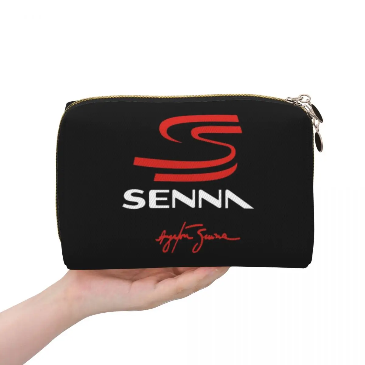 アイルトン・セナ-レーシングカー-ロゴ-女性用化粧品バッグ-トラベルメイクアップオーガナイザーポーチ-トイレタリー収納-ドップキットボックス