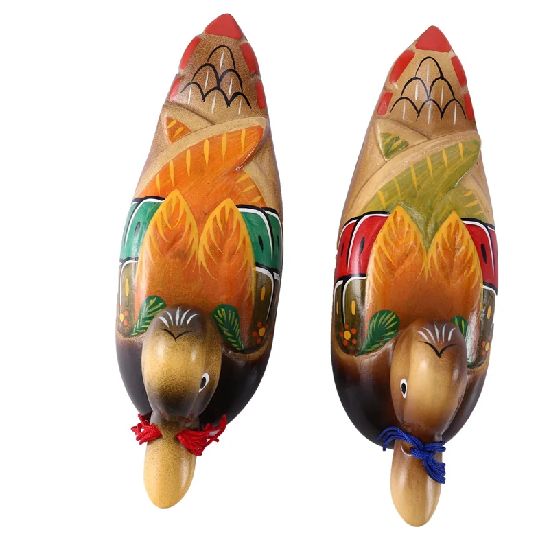 

A63X-Cute Chinese Wooden Mandarin Duck And Duck Decorations Interior Bedroom Room Decoration, 4PCS