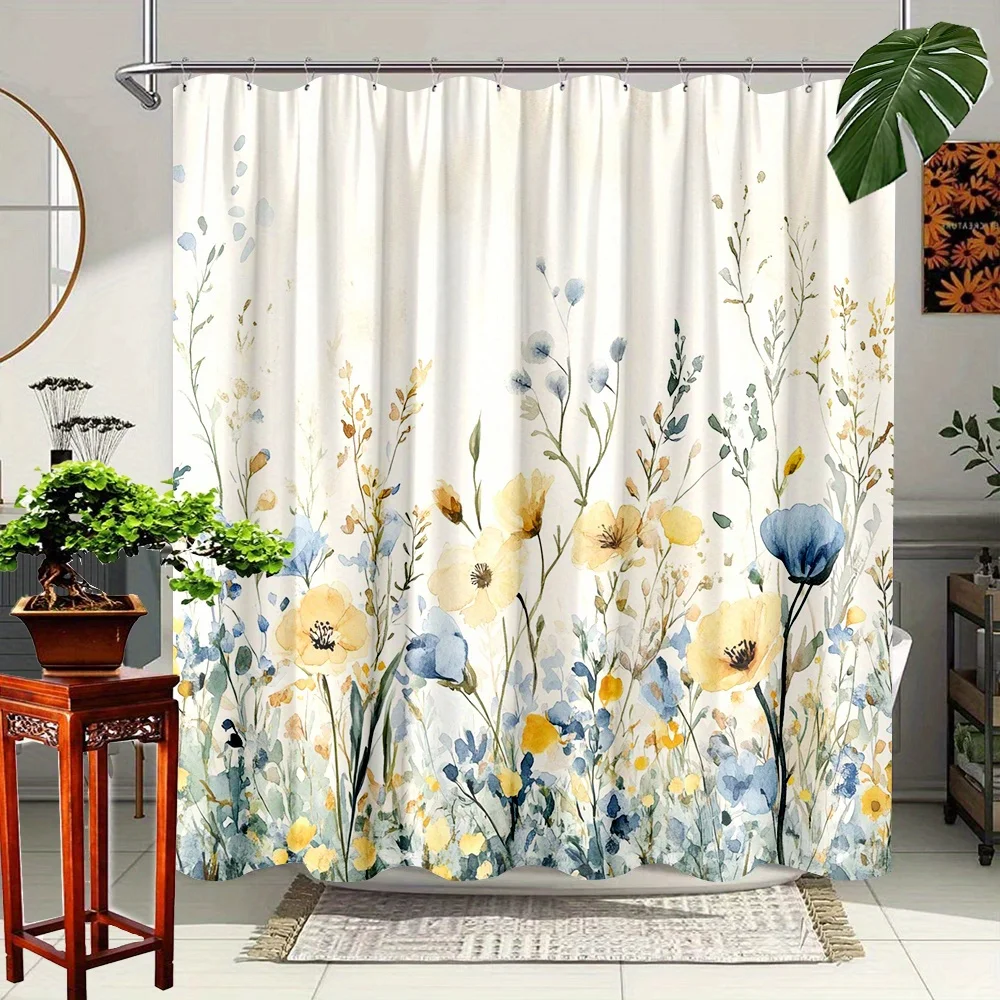 

1 шт. акварельная садовая фэнтезийная занавеска для душа - полиэфирная ткань, можно стирать в машине, с крючком, подходит для украшения ванной комнаты