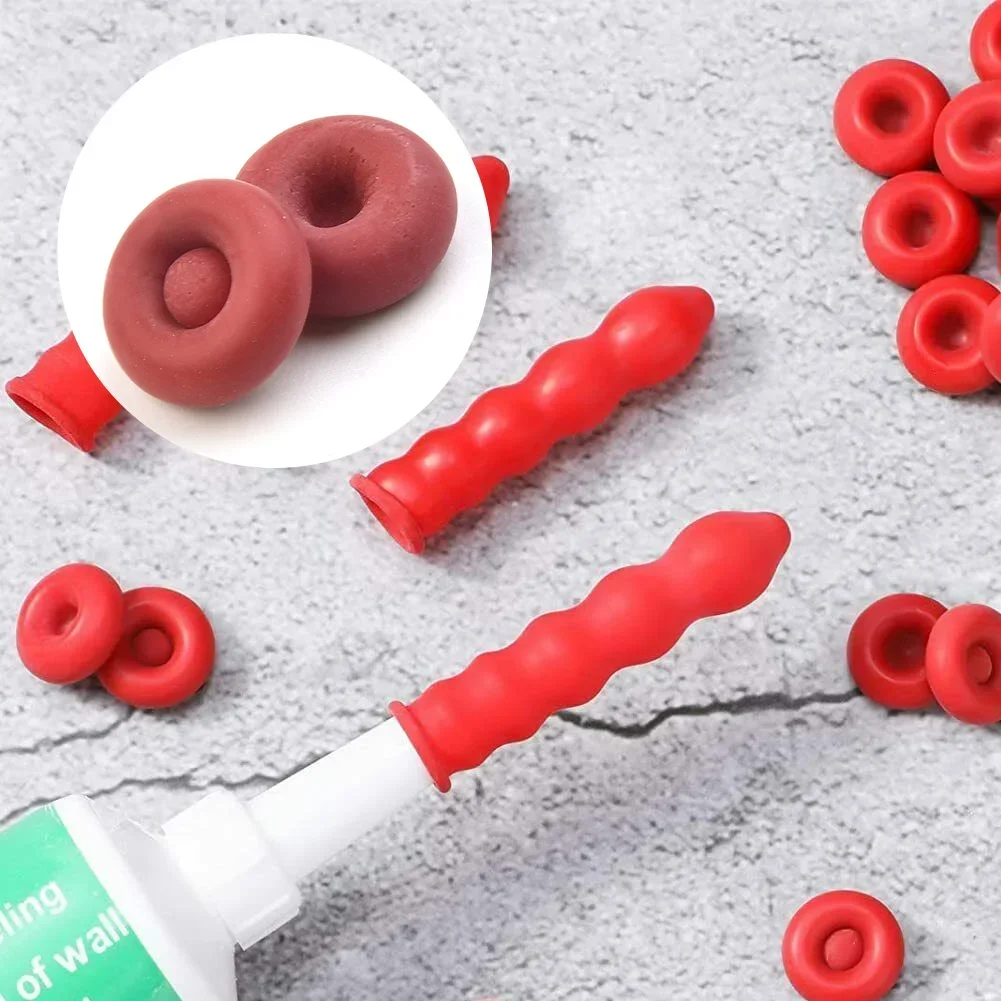 20Pcs Caulking Gun Nozzles Cap Red Caulk Saving Cap Caulk Sealer Saver Open Caulking Tube For Sealing And Preserving