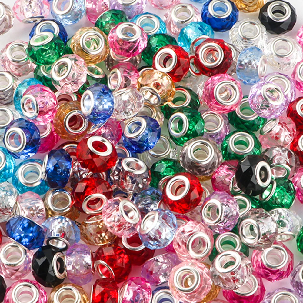 20 teile/los 14mm Transparente Farbe Harz Perlen Großes Loch Lose Spacer Perlen Für Schmuck Machen DIY Armband Halskette Zubehör