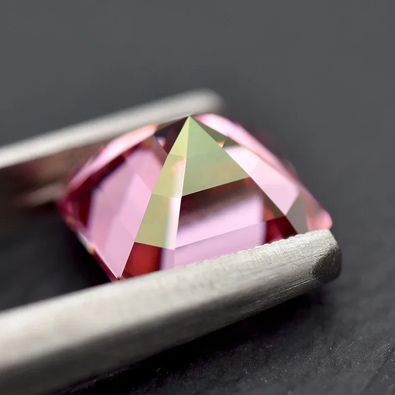 Moissanite Stone Asscher Cut Pink Color Advanced Jewelry Material Pass Diamond Tester for jewel making with GRA Certificate