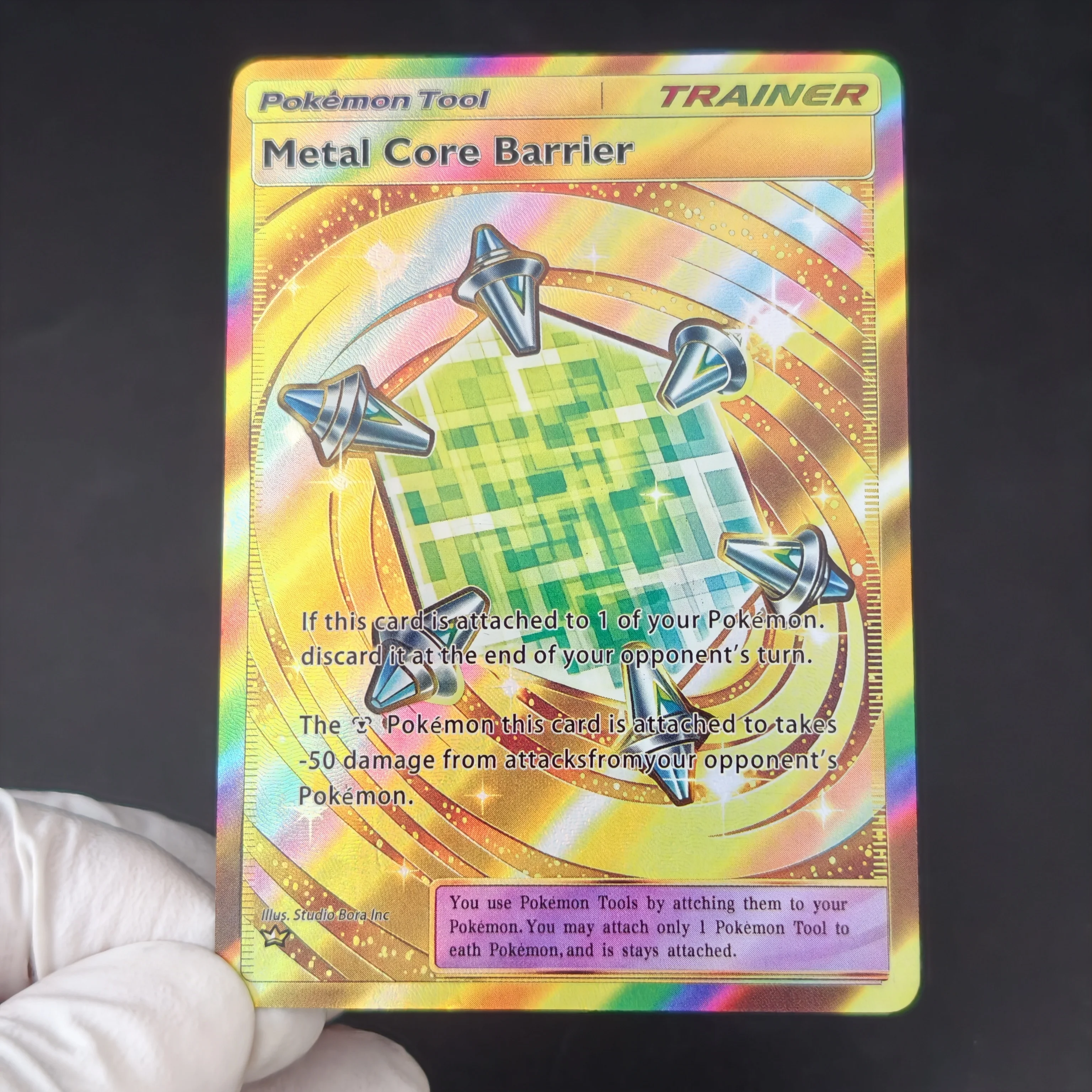 12PCS/PTCG Pocket Card Pokemon English Metal Core Barrier Mega Manectric ex Gengar Charizard DIY Self Made Holo Collection Cards