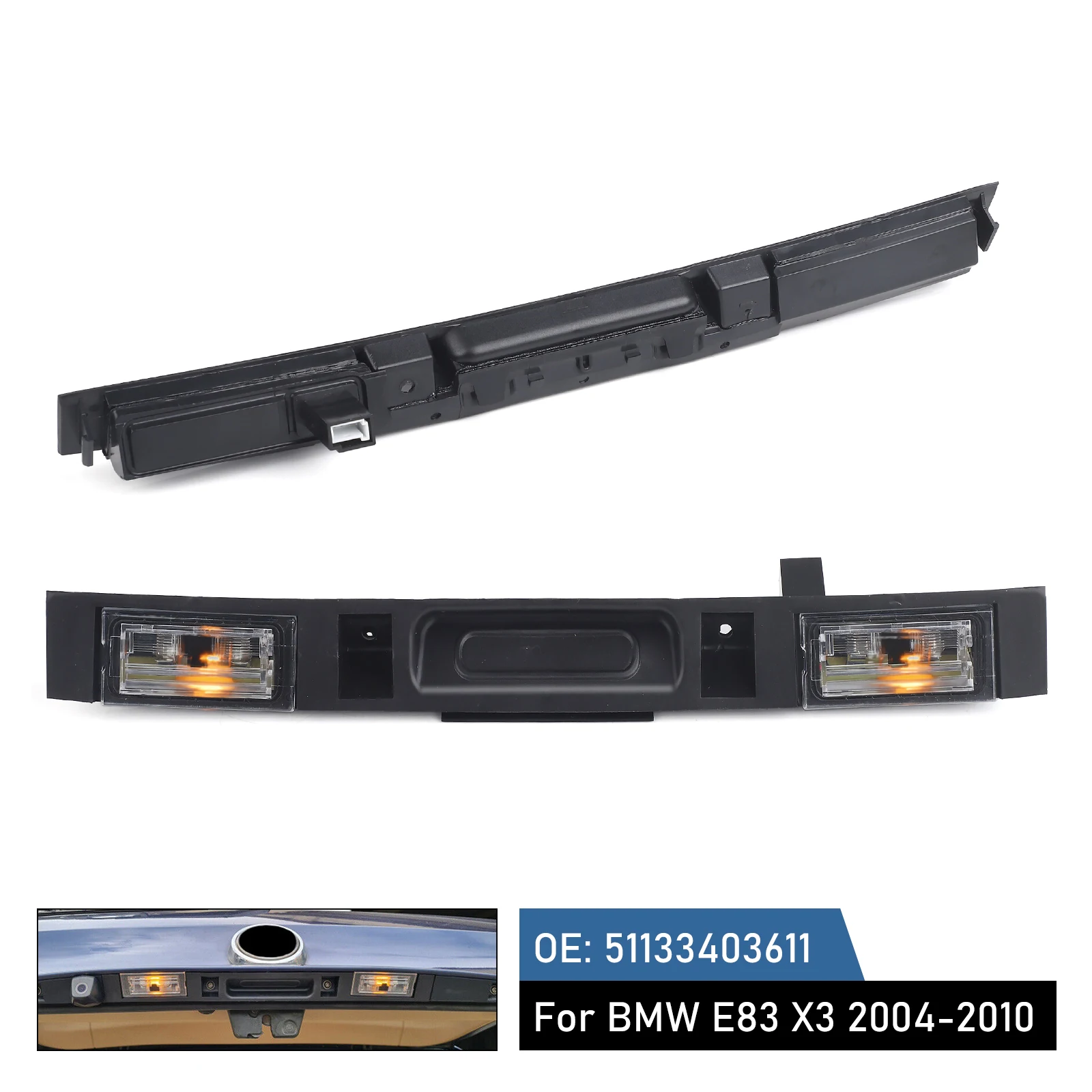 لسيارات BMW E83 X3 2004-2010 مجموعة مفاتيح الباب الخلفي للسيارة السوداء OE 51133403611 بجولة التمهيد غطاء صندوق السيارة مقبض خلفي مع زر مفتاح #1