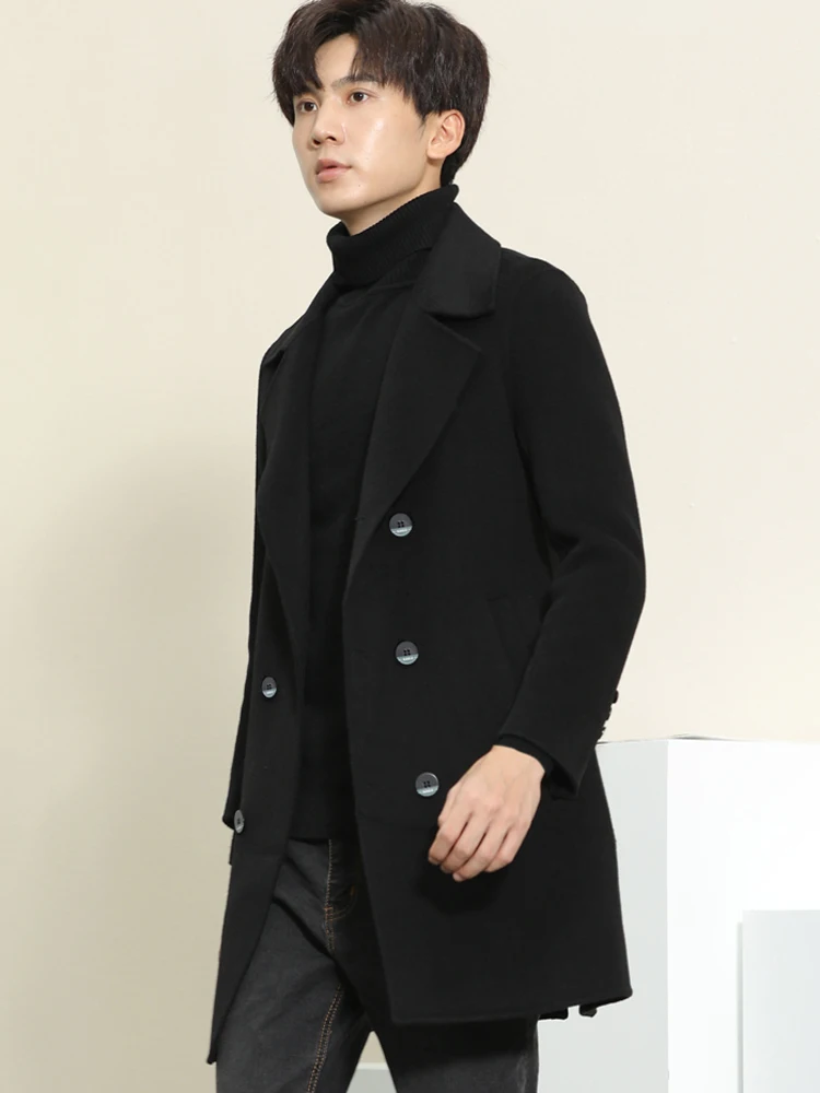 

CAIXINGLE 2025, мужское осенне-зимнее новое пальто из 100% чистой шерсти, шерстяное пальто, крутое и дикое повседневное деловое мужское пальто