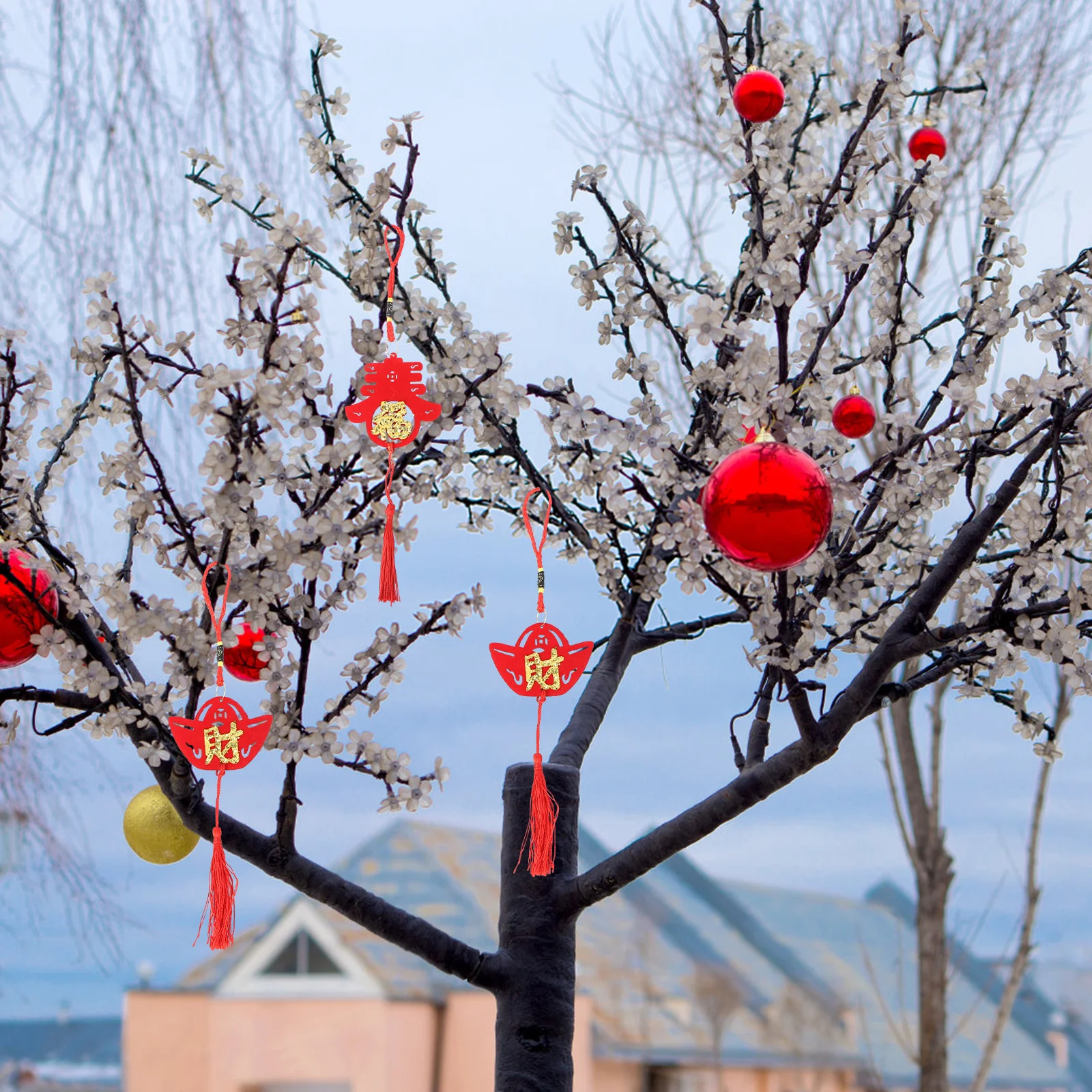 

16Pcs Chinese New Year Pendant Red Flannel Hanging Spring Festival Bonsai Decorative Hanging Home Decor Chinese New Year Pendant